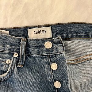AGOLDE 90's Pinch Waist High Rise Straight Leg Jeans in Navigate. size 25.